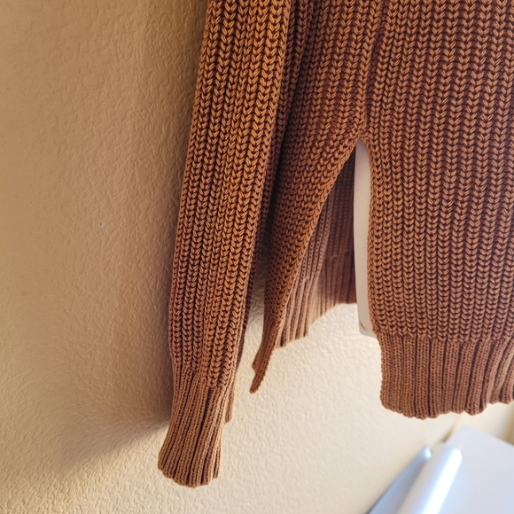 Do+BE Women's Lace Up Open Shoulder Cable Knit Sweater Raw Sieena Size M - Picture 4 of 12